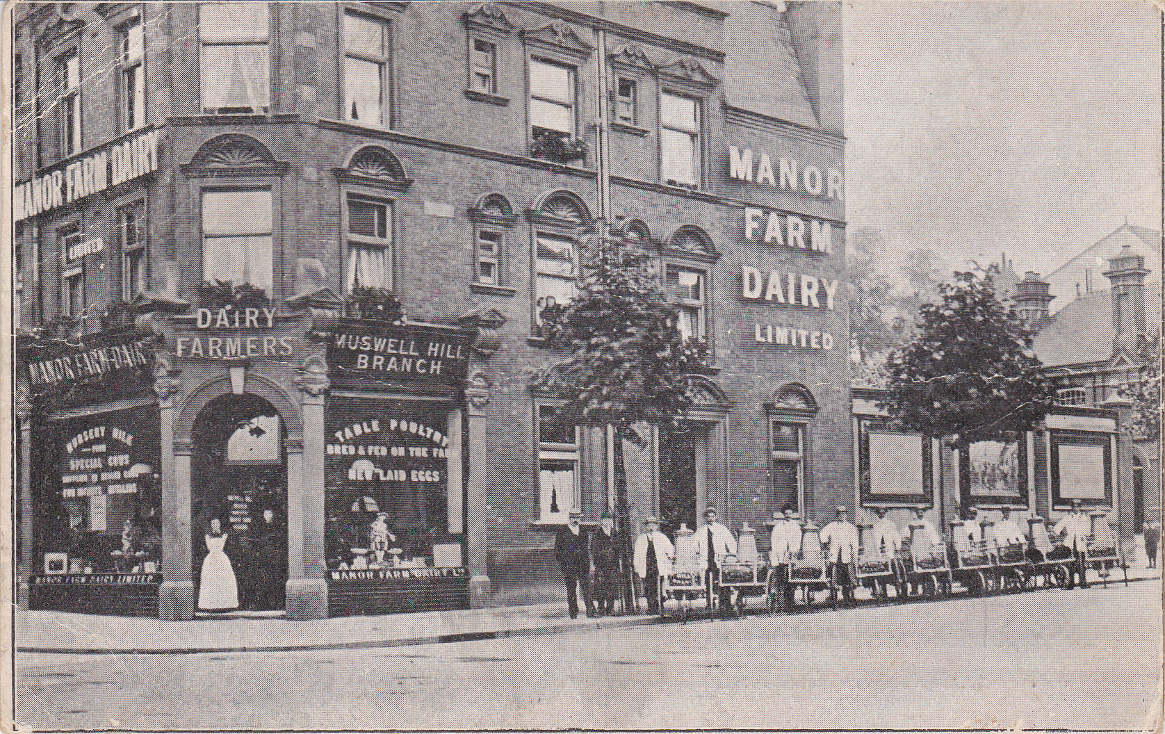 Manor Dairy, corner of Muswell Hill Broadway + Queens Ave 1907